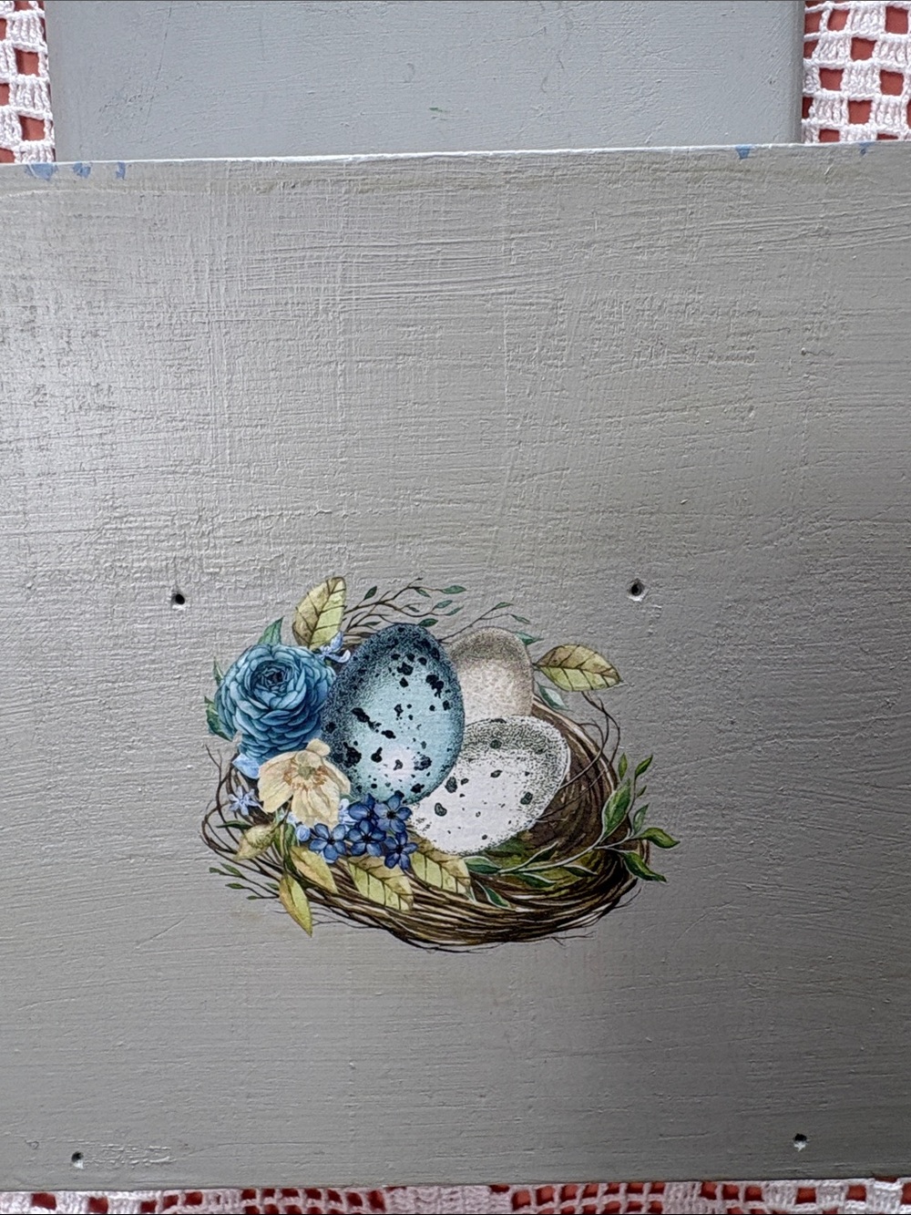 Upcycled Wooden Mirror and Holder Cottagecore Wall Hanging - Picture 2 of 8